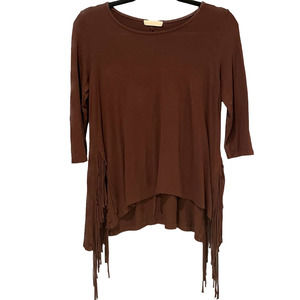 WASABI + MINT Fringe Top Quarter Sleeves Size Small